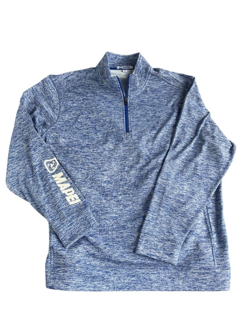 Mapei 2XL Mens Blue & White Pullover 1/4 Zip Sweatshirt Great